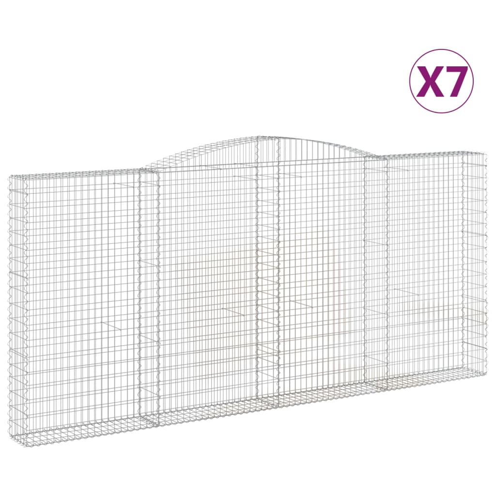vidaXL Coșuri gabion arcuite 7 buc, 400x30x180/200 cm, fier galvanizat vidaXL Coșuri gabion arcuite 7 buc, 400x30x180/200 cm, fier galvanizat