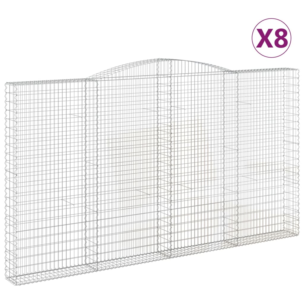 vidaXL Coșuri gabion arcuite, 8 buc, 400x30x220/240cm, fier galvanizat