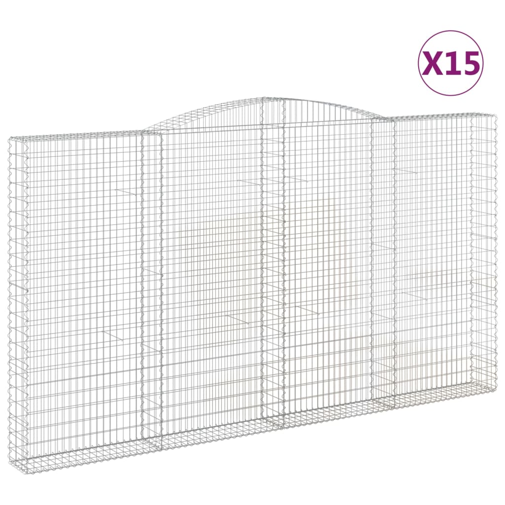 vidaXL Coșuri gabion arcuite 15 buc, 400x30x220/240cm, fier galvanizat vidaXL Coșuri gabion arcuite 15 buc, 400x30x220/240cm, fier galvanizat