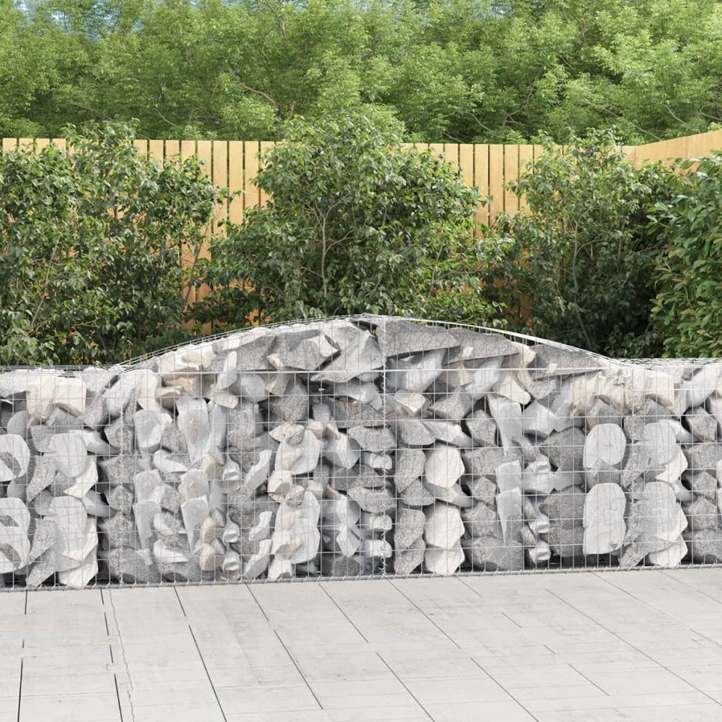 vidaXL Coșuri gabion arcuite 15 buc, 400x50x80/100 cm, fier galvanizat