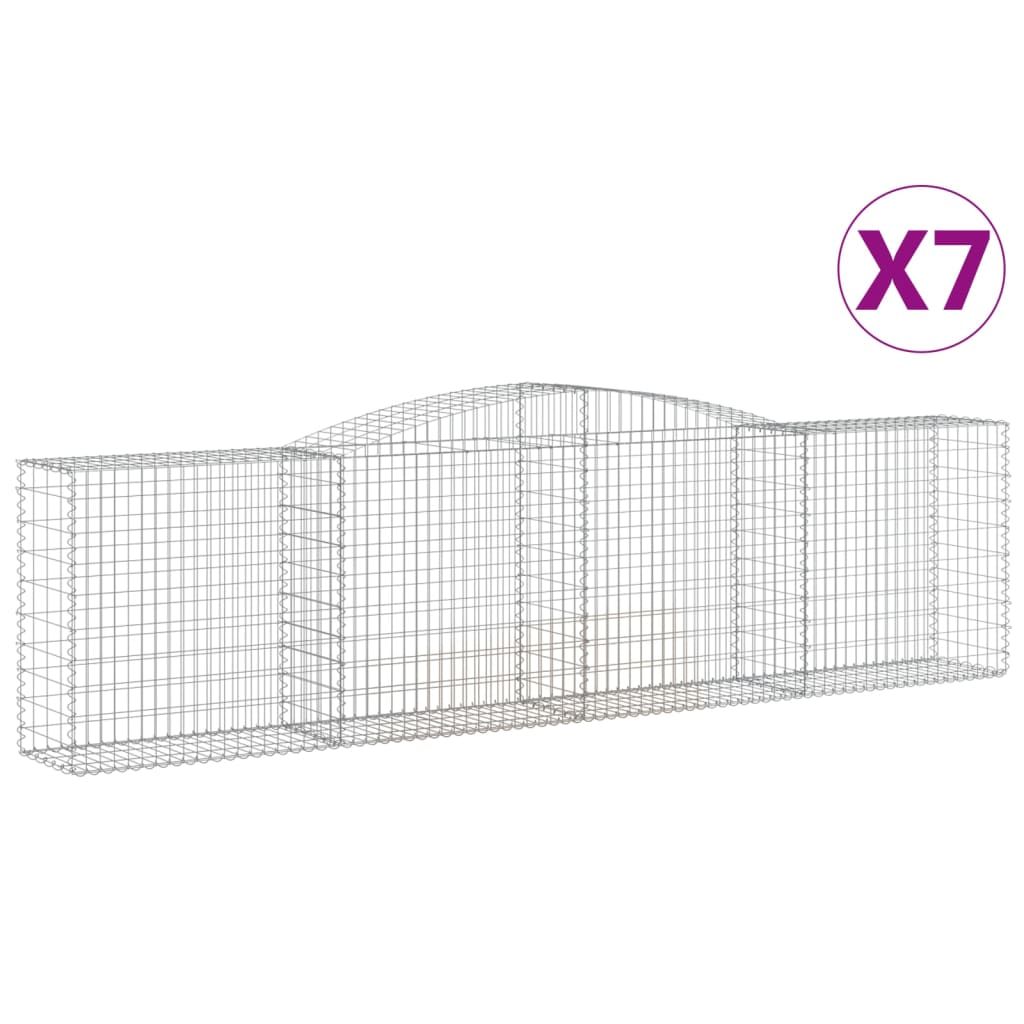 vidaXL Coșuri gabion arcuite 7 buc, 400x50x100/120 cm fier galvanizat vidaXL Coșuri gabion arcuite 7 buc, 400x50x100/120 cm fier galvanizat