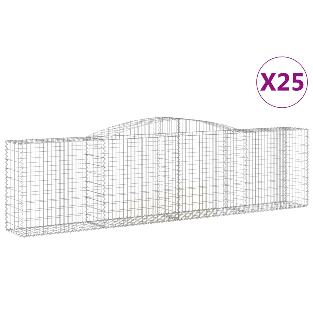 vidaXL Coșuri gabion arcuite 25 buc, 400x50x100/120 cm fier galvanizat