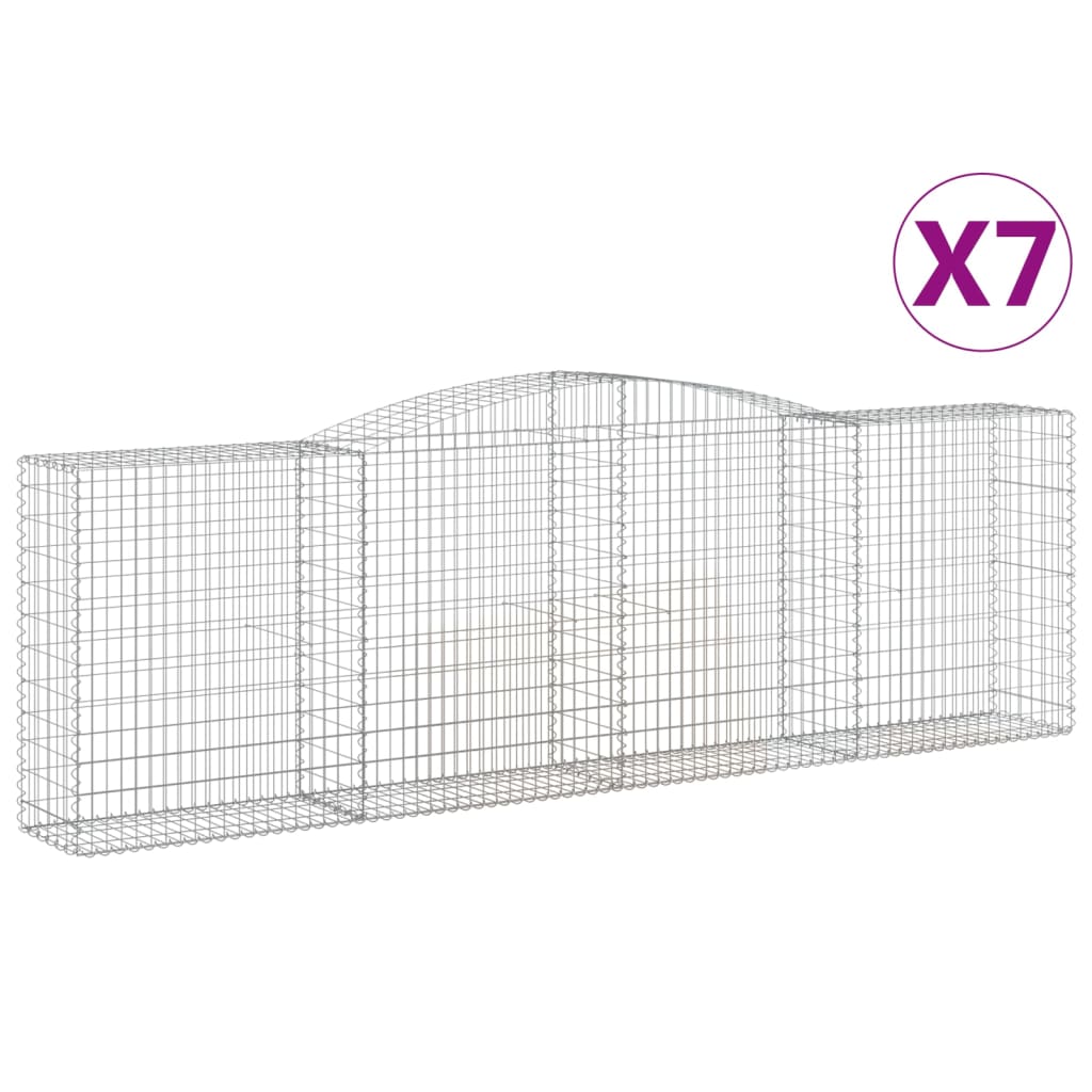 vidaXL Coșuri gabion arcuite 7 buc, 400x50x120/140 cm, fier galvanizat vidaXL Coșuri gabion arcuite 7 buc, 400x50x120/140 cm, fier galvanizat