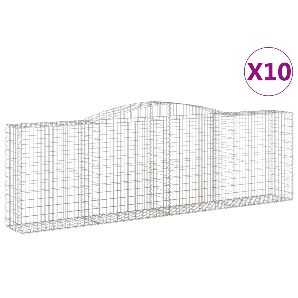 vidaXL Coșuri gabion arcuite 10 buc, 400x50x120/140cm, fier galvanizat vidaXL Coșuri gabion arcuite 10 buc, 400x50x120/140cm, fier galvanizat