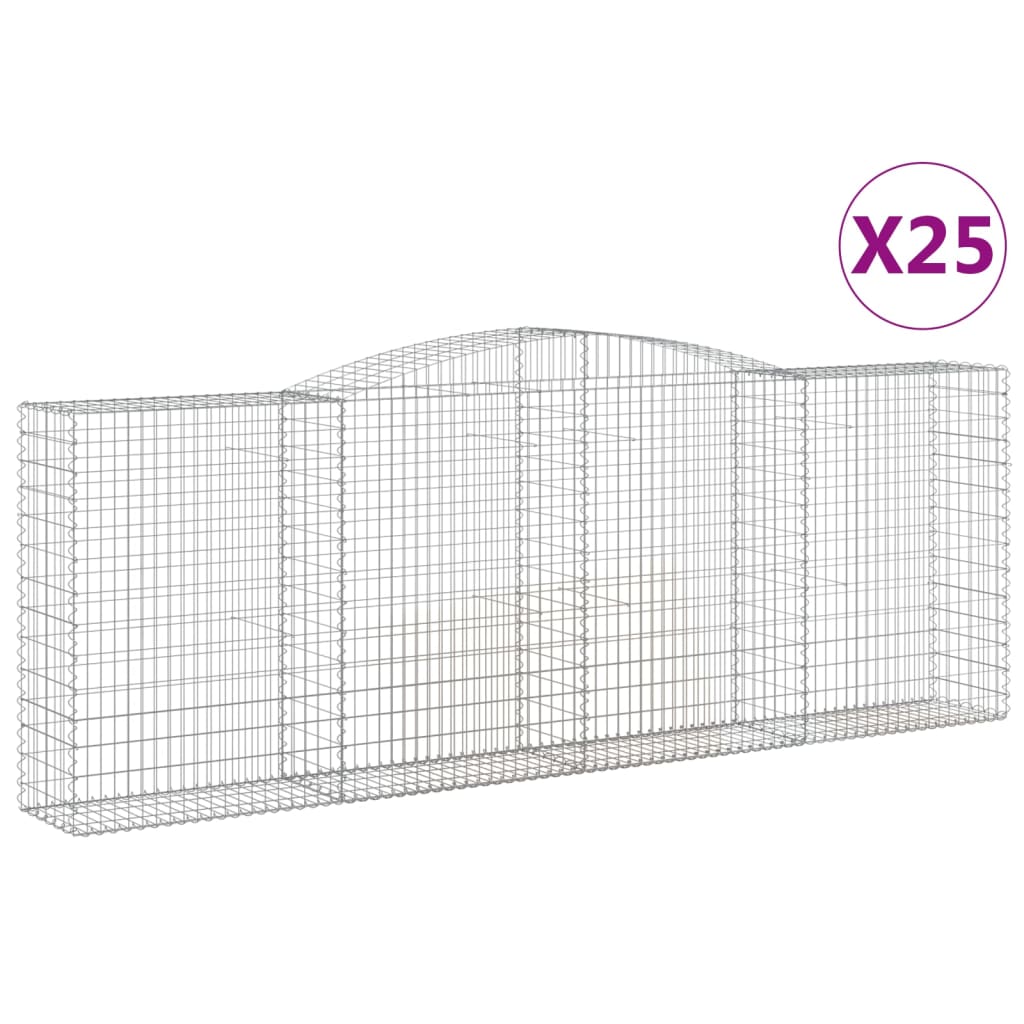 vidaXL Coșuri gabion arcuite 25 buc, 400x50x140/160cm, fier galvanizat