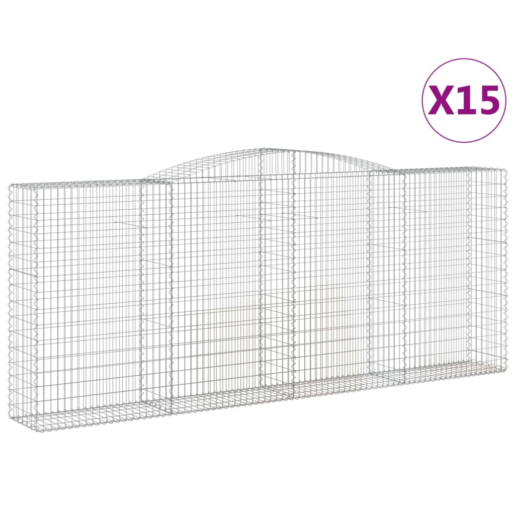 vidaXL Coș gabion arcuit, 15 buc, 400x50x160/180 cm, fier galvanizat vidaXL Coș gabion arcuit, 15 buc, 400x50x160/180 cm, fier galvanizat