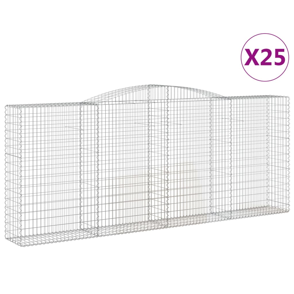 vidaXL Coș gabion arcuit, 25 buc, 400x50x160/180 cm, fier galvanizat vidaXL Coș gabion arcuit, 25 buc, 400x50x160/180 cm, fier galvanizat