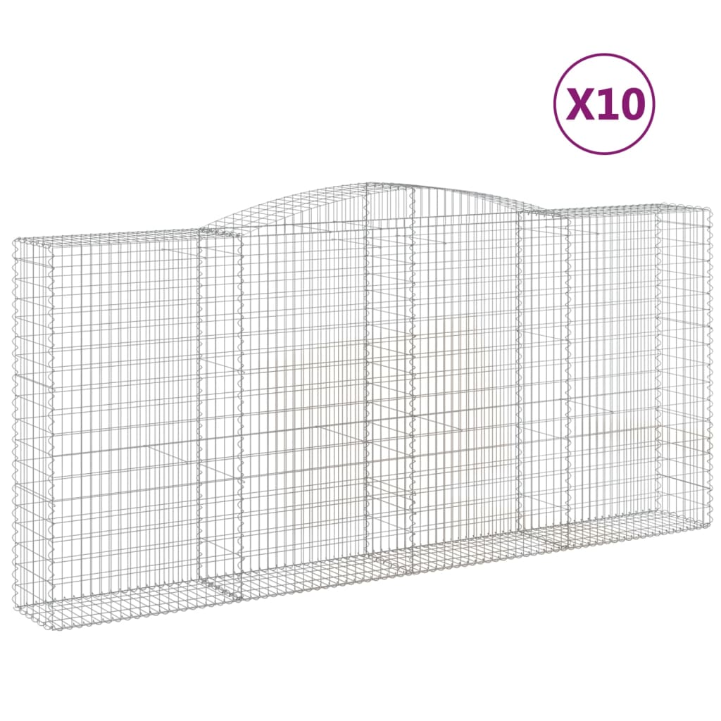vidaXL Coșuri gabion arcuite 10 buc, 400x50x180/200cm, fier galvanizat vidaXL Coșuri gabion arcuite 10 buc, 400x50x180/200cm, fier galvanizat