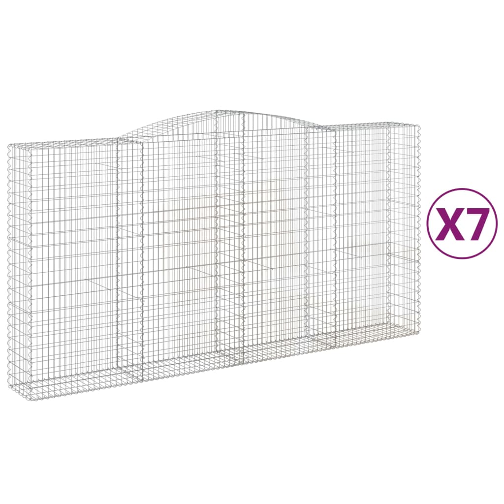 vidaXL Coșuri gabion arcuite, 7 buc 400x50x200/220 cm, fier galvanizat