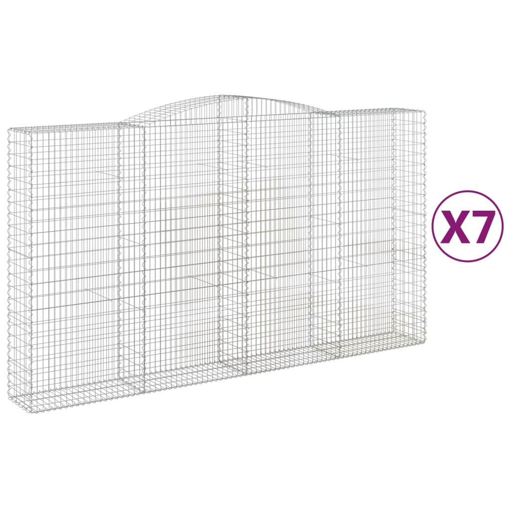 vidaXL Coșuri gabion arcuite, 7 buc, 400x50x220/240cm, fier galvanizat