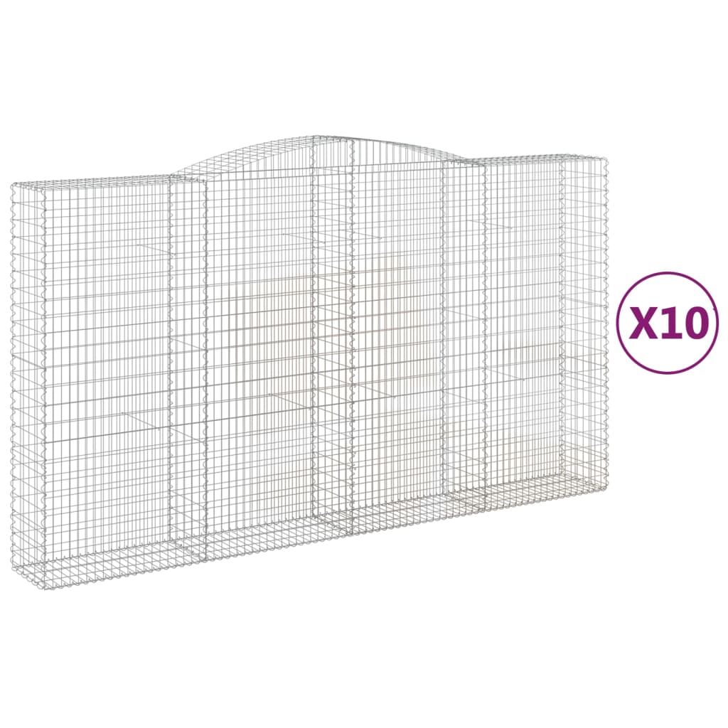 vidaXL Coșuri gabion arcuite, 10 buc 400x50x220/240cm, fier galvanizat