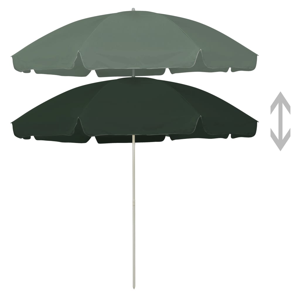 vidaXL Umbrelă de soare de plajă, verde, 300 cm
