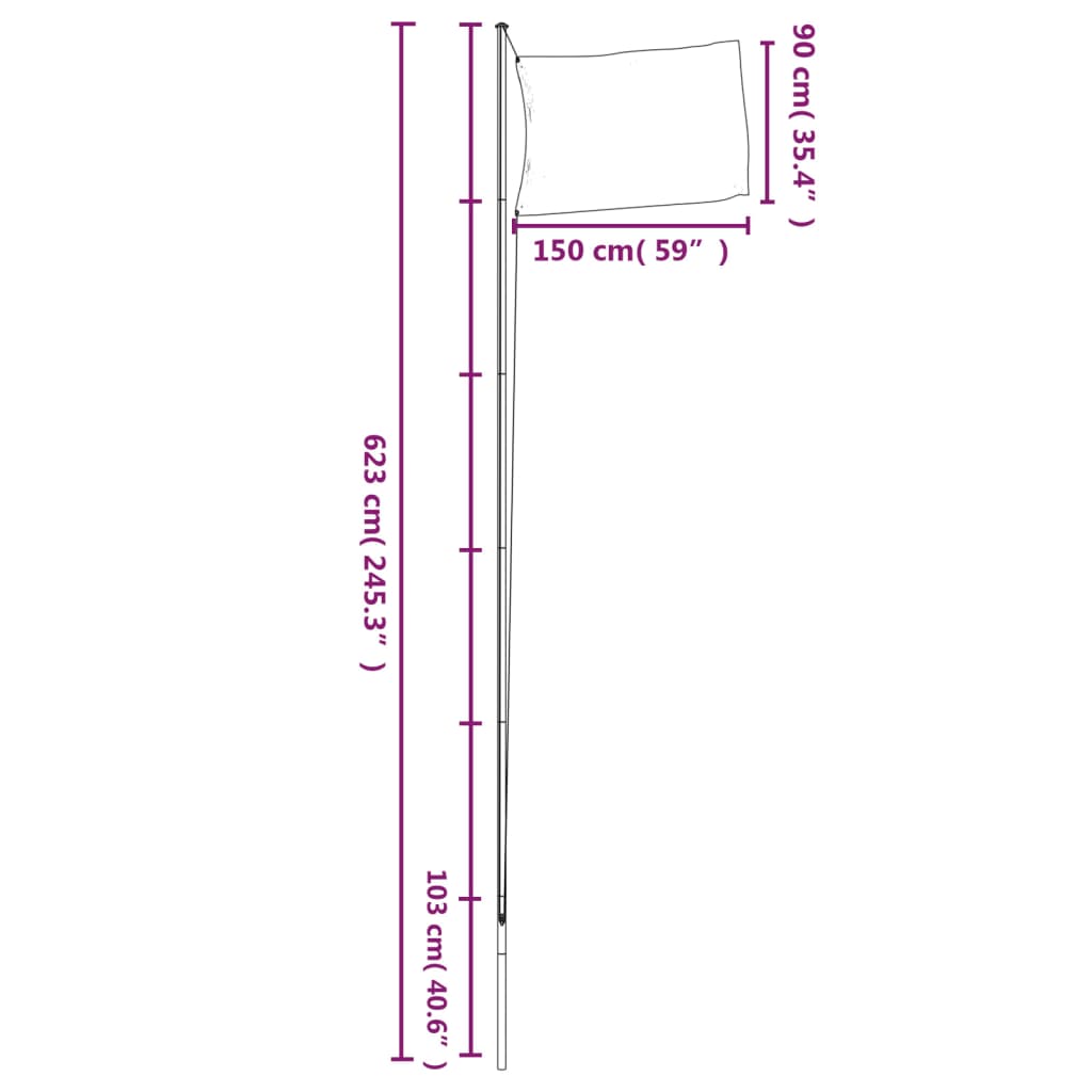vidaXL Steag Germania și stâlp din aluminiu, 6,23 m vidaXL Steag Germania și stâlp din aluminiu, 6,23 m