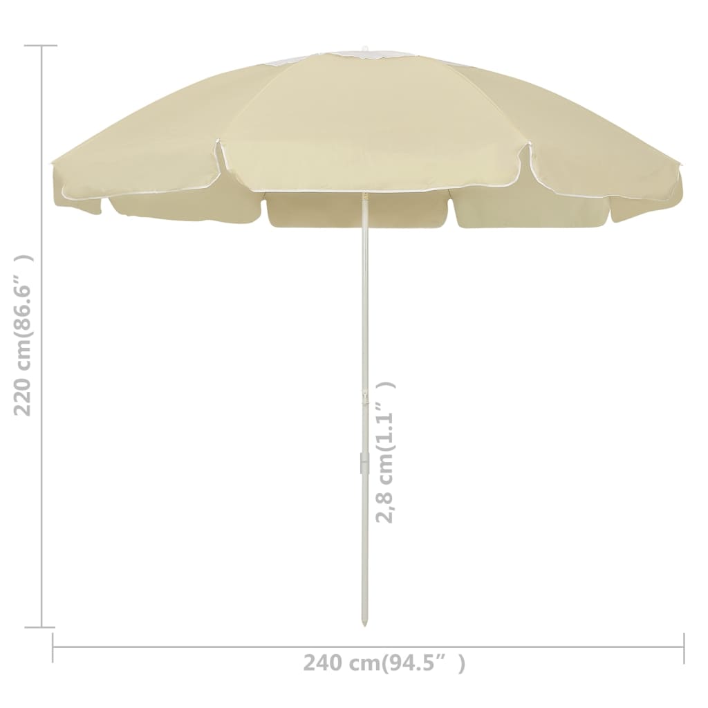 vidaXL Umbrelă de soare de plajă, galben nisipiu, 240 cm vidaXL Umbrelă de soare de plajă, galben nisipiu, 240 cm