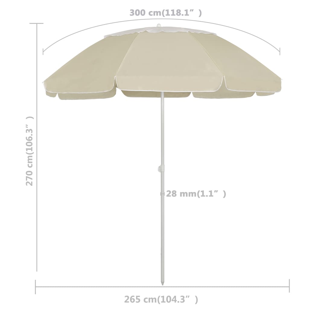 vidaXL Umbrelă de soare de plajă, galben nisipiu, 300 cm