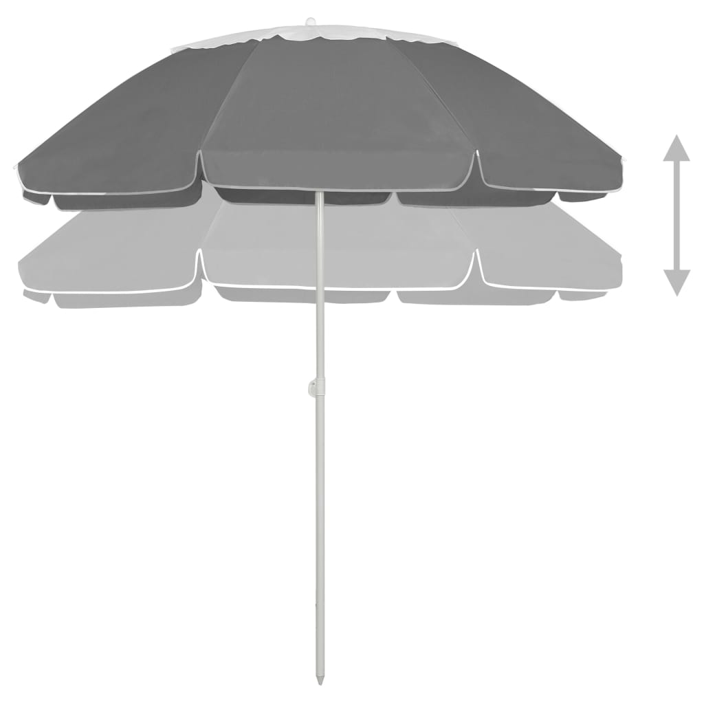 vidaXL Umbrelă de soare de plajă, antracit, 300 cm
