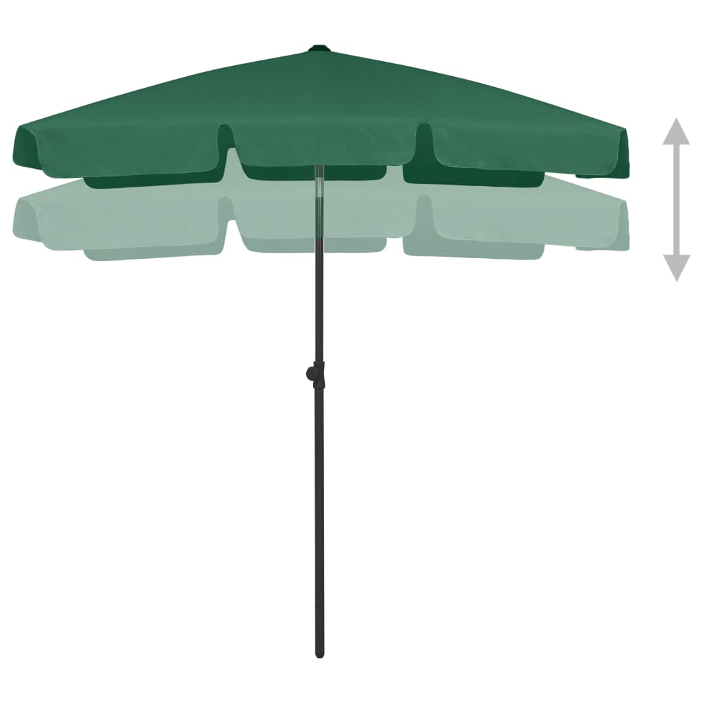 vidaXL Umbrelă de soare de plajă, verde, 180x120 cm