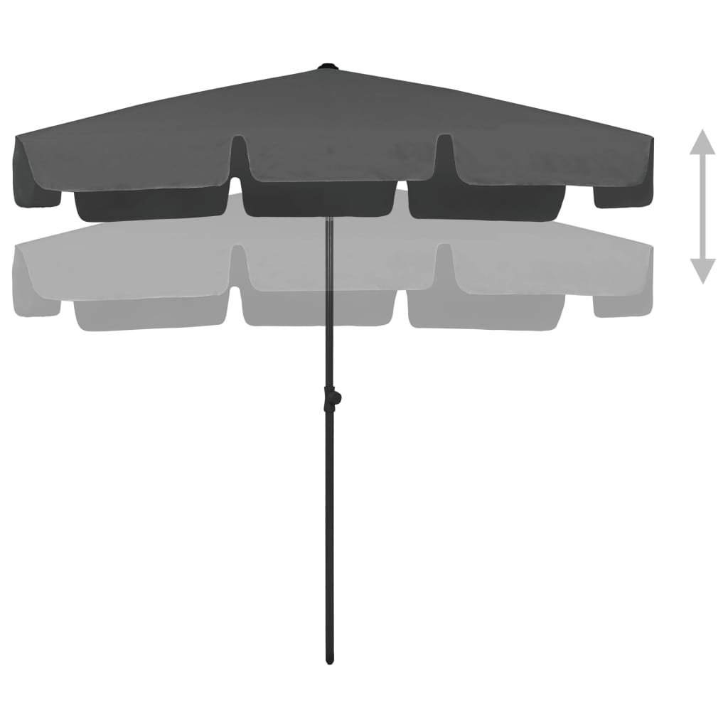 vidaXL Umbrelă de soare de plajă, antracit, 200x125 cm