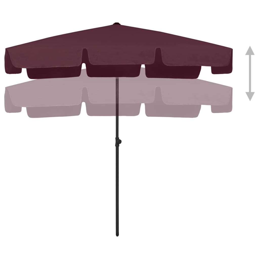 vidaXL Umbrelă de soare de plajă, roșu bordo, 200x125 cm vidaXL Umbrelă de soare de plajă, roșu bordo, 200x125 cm
