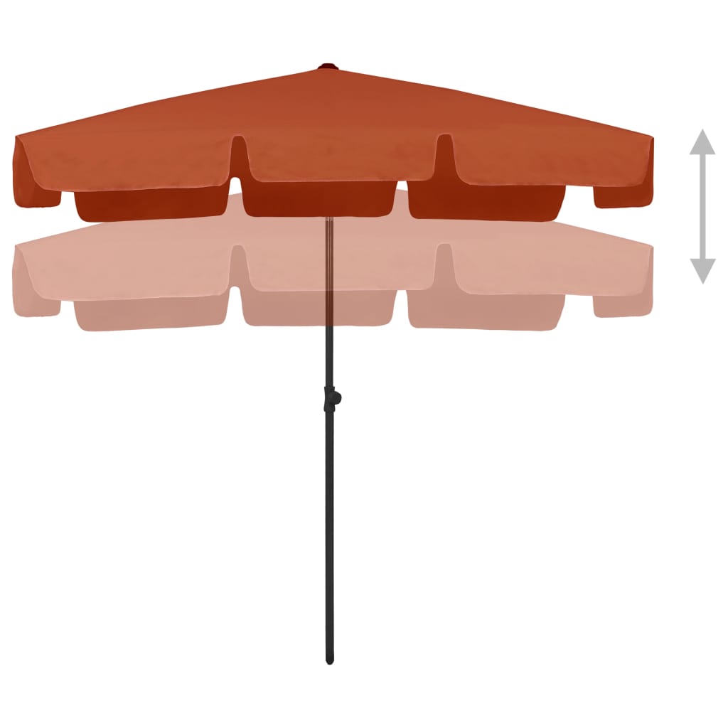 vidaXL Umbrelă de soare de plajă, cărămiziu, 200x125 cm