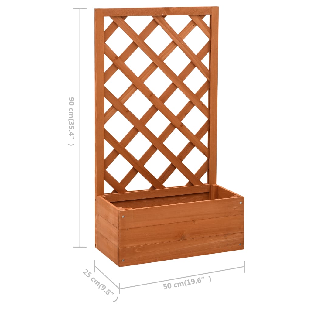 vidaXL Jardinieră cu spalier, portocaliu, 50x25x90 cm, lemn masiv brad