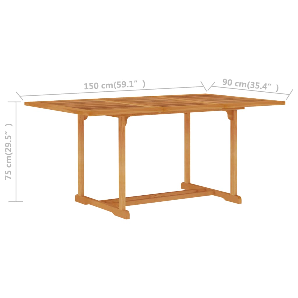 vidaXL Masă de grădină, 150x90x75 cm, lemn masiv de tec vidaXL Masă de grădină, 150x90x75 cm, lemn masiv de tec