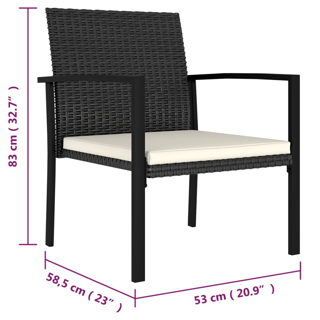 vidaXL Scaune de masă pentru grădină, 4 buc., negru, poliratan vidaXL Scaune de masă pentru grădină, 4 buc., negru, poliratan
