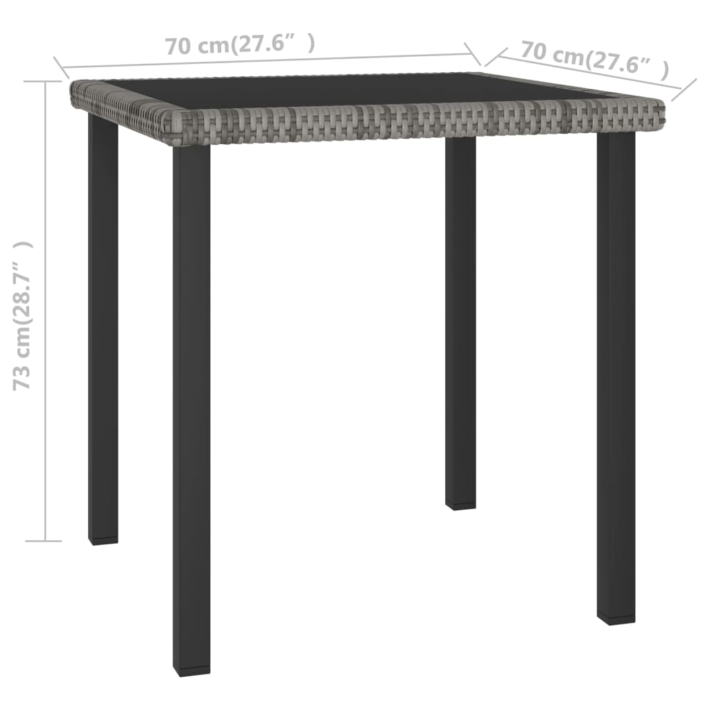 vidaXL Masă de grădină, gri, 70 x 70 x 73 cm, poliratan vidaXL Masă de grădină, gri, 70 x 70 x 73 cm, poliratan