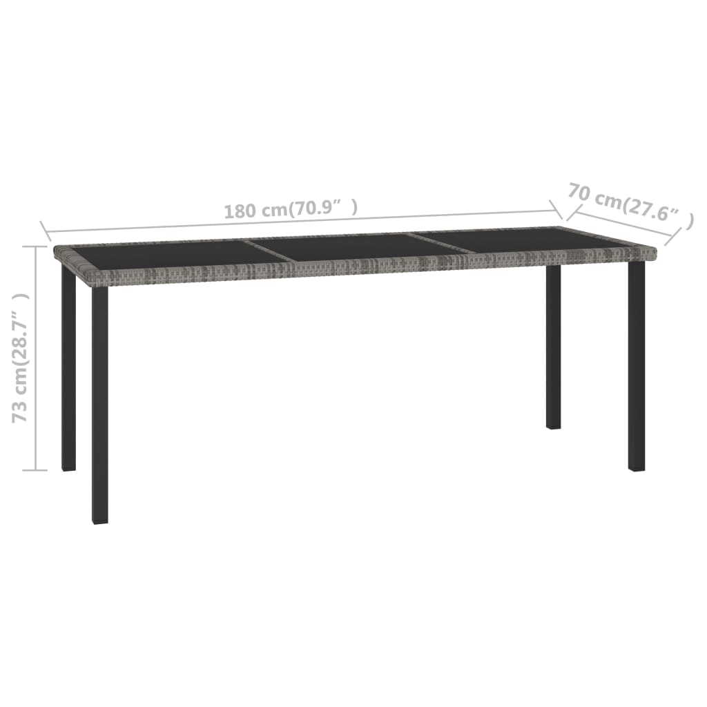 vidaXL Masă de grădină, gri, 180 x 70 x 73 cm, poliratan vidaXL Masă de grădină, gri, 180 x 70 x 73 cm, poliratan