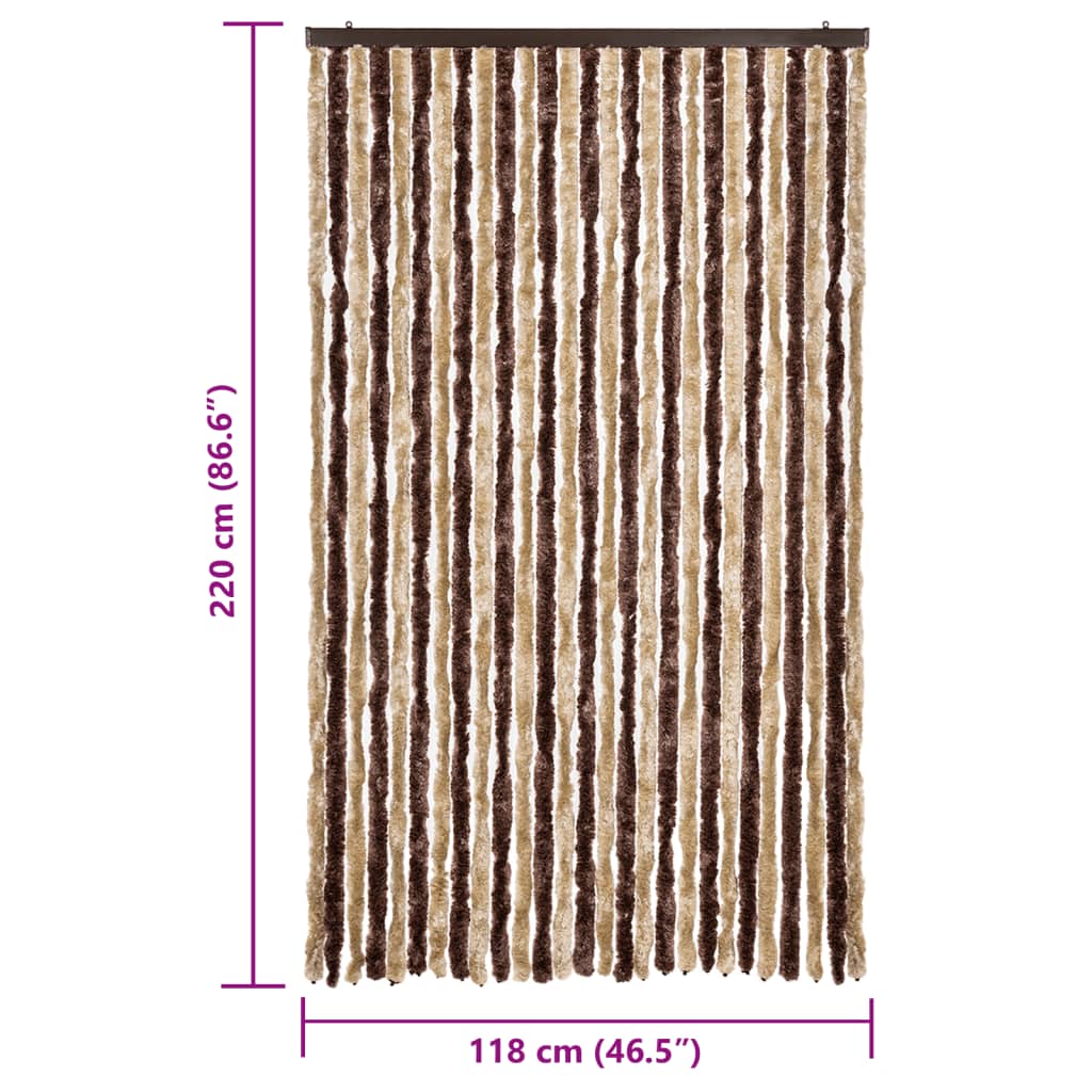 vidaXL Perdea insecte, bej și maro deschis, 118 x 220 cm, chenille vidaXL Perdea insecte, bej și maro deschis, 118 x 220 cm, chenille
