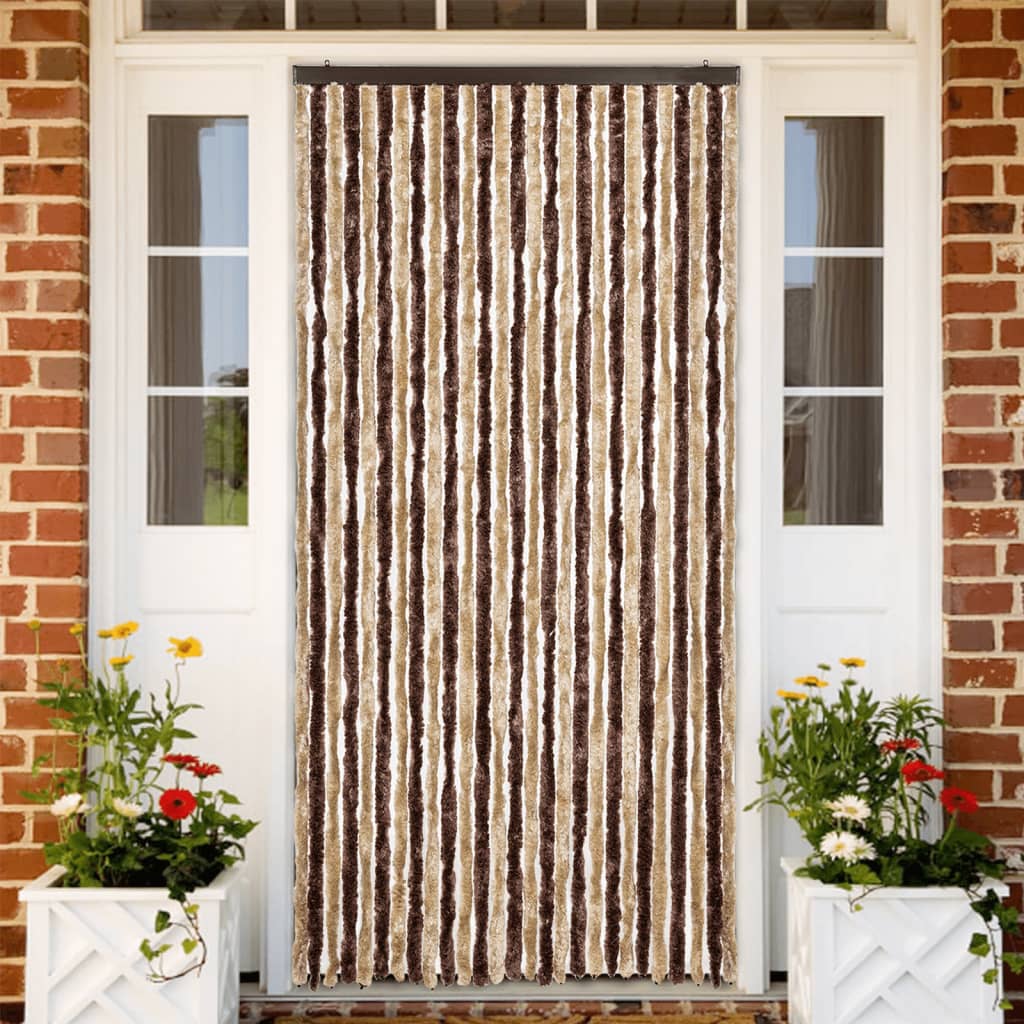 vidaXL Perdea insecte, bej și maro deschis, 118 x 220 cm, chenille vidaXL Perdea insecte, bej și maro deschis, 118 x 220 cm, chenille