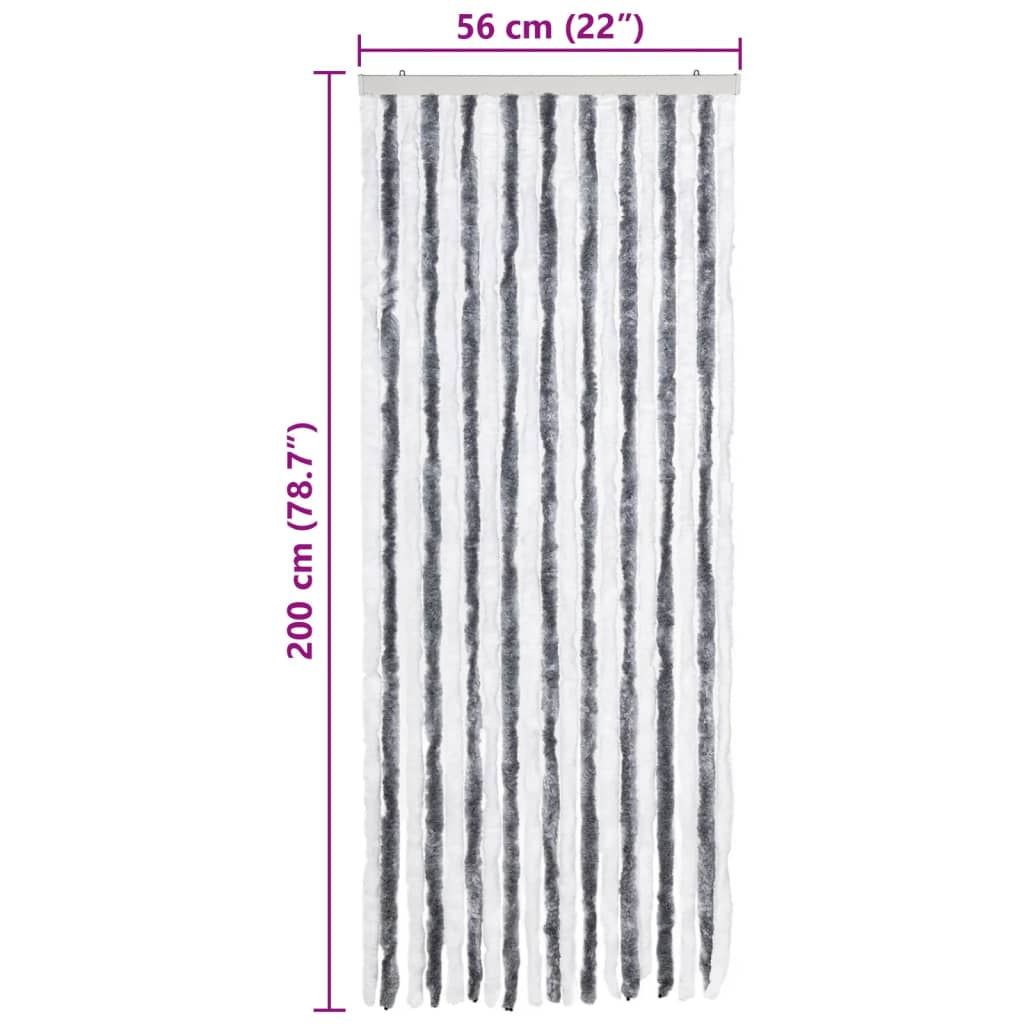 vidaXL Perdea pentru insecte, gri și alb, 56x200 cm, Chenille vidaXL Perdea pentru insecte, gri și alb, 56x200 cm, Chenille