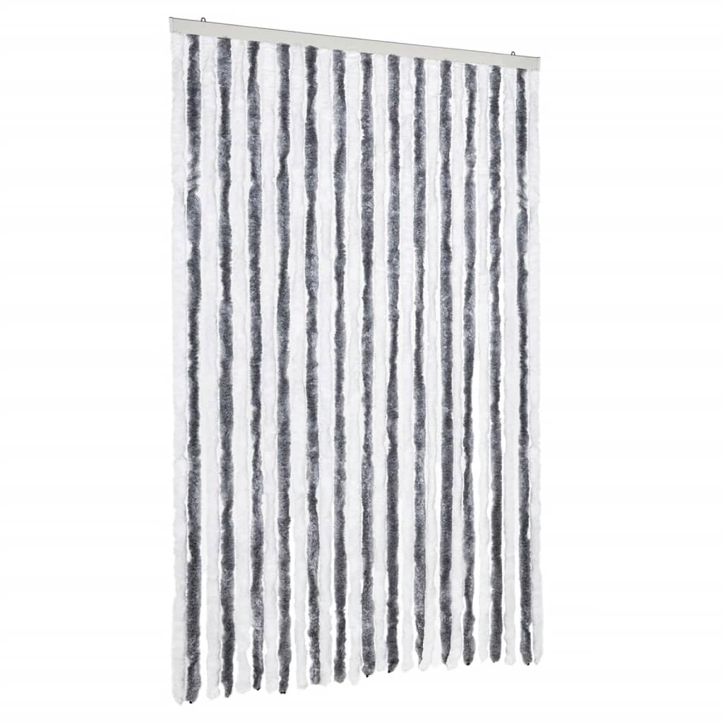 vidaXL Perdea pentru insecte, gri și alb, 118 x 220 cm, chenille vidaXL Perdea pentru insecte, gri și alb, 118 x 220 cm, chenille