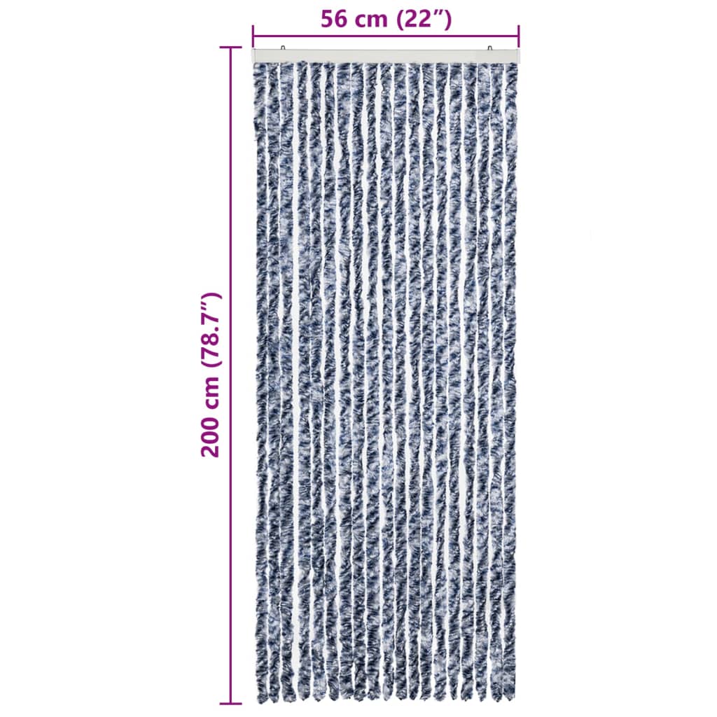 vidaXL Perdea pentru insecte, albatru și alb, 56x200 cm, Chenille vidaXL Perdea pentru insecte, albatru și alb, 56x200 cm, Chenille