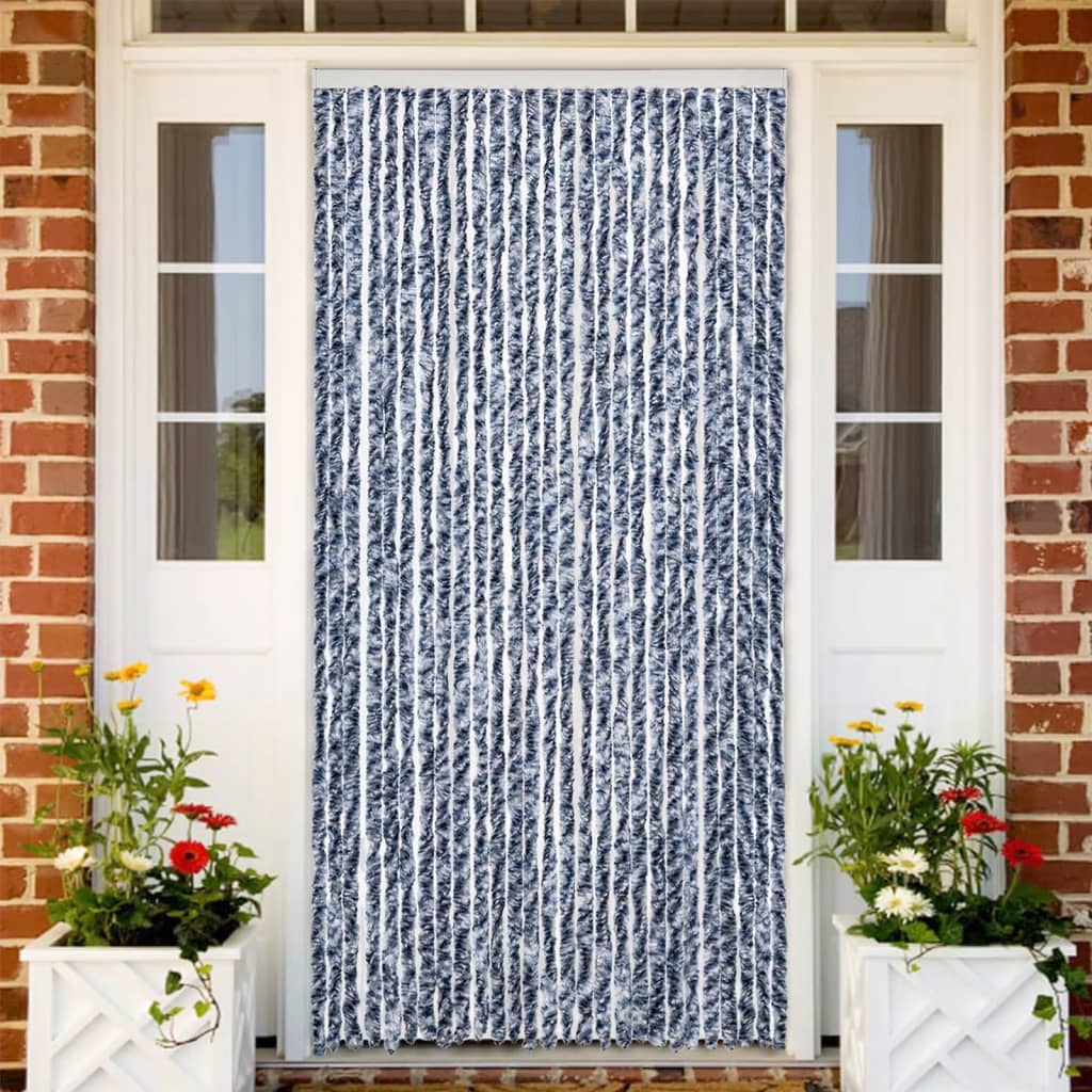 vidaXL Perdea pentru insecte, albastru și alb, 118 x 220 cm, chenille vidaXL Perdea pentru insecte, albastru și alb, 118 x 220 cm, chenille