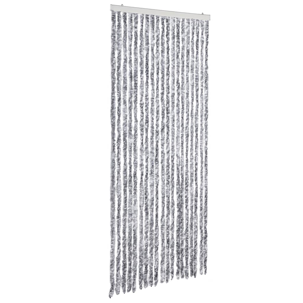 vidaXL Perdea de insecte, alb și gri, 56x200 cm, chenille vidaXL Perdea de insecte, alb și gri, 56x200 cm, chenille