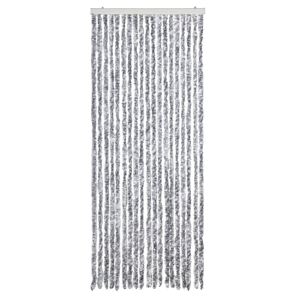 vidaXL Perdea de insecte, alb și gri, 56x200 cm, chenille vidaXL Perdea de insecte, alb și gri, 56x200 cm, chenille
