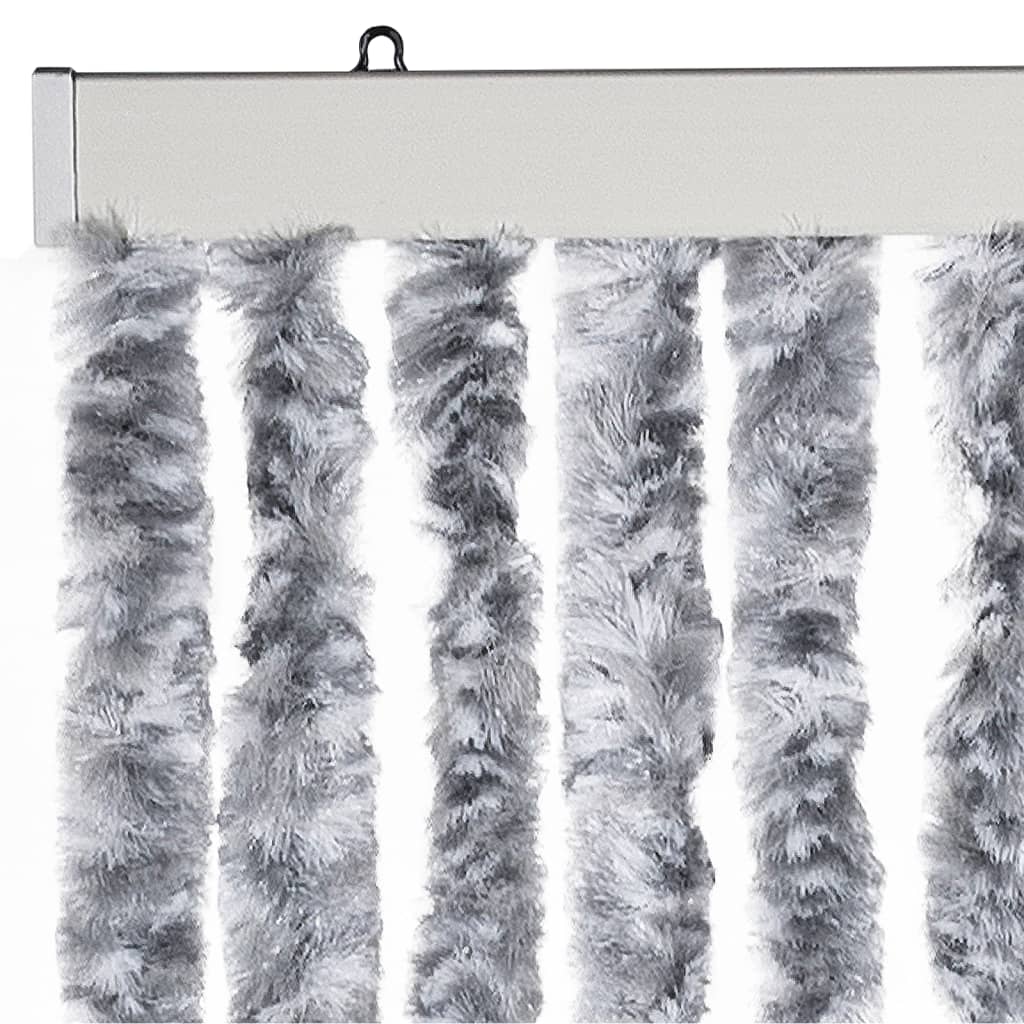 vidaXL Perdea de insecte, alb și gri, 56x200 cm, chenille vidaXL Perdea de insecte, alb și gri, 56x200 cm, chenille