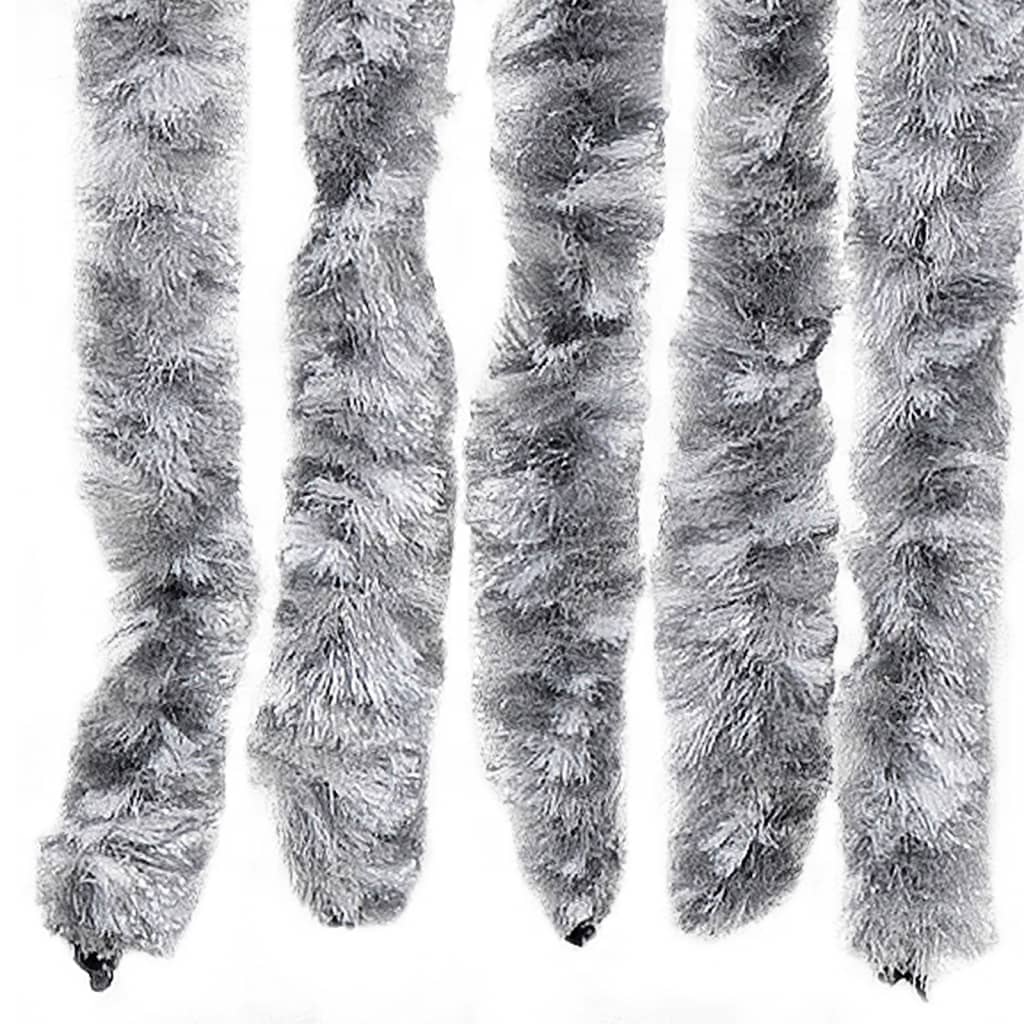 vidaXL Perdea de insecte, alb și gri, 56x200 cm, chenille vidaXL Perdea de insecte, alb și gri, 56x200 cm, chenille