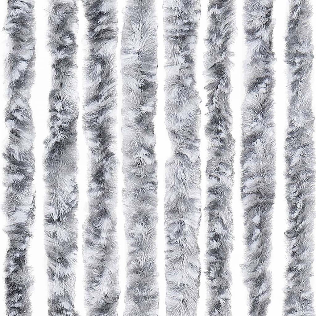 vidaXL Perdea de insecte, alb și gri, 56x200 cm, chenille vidaXL Perdea de insecte, alb și gri, 56x200 cm, chenille