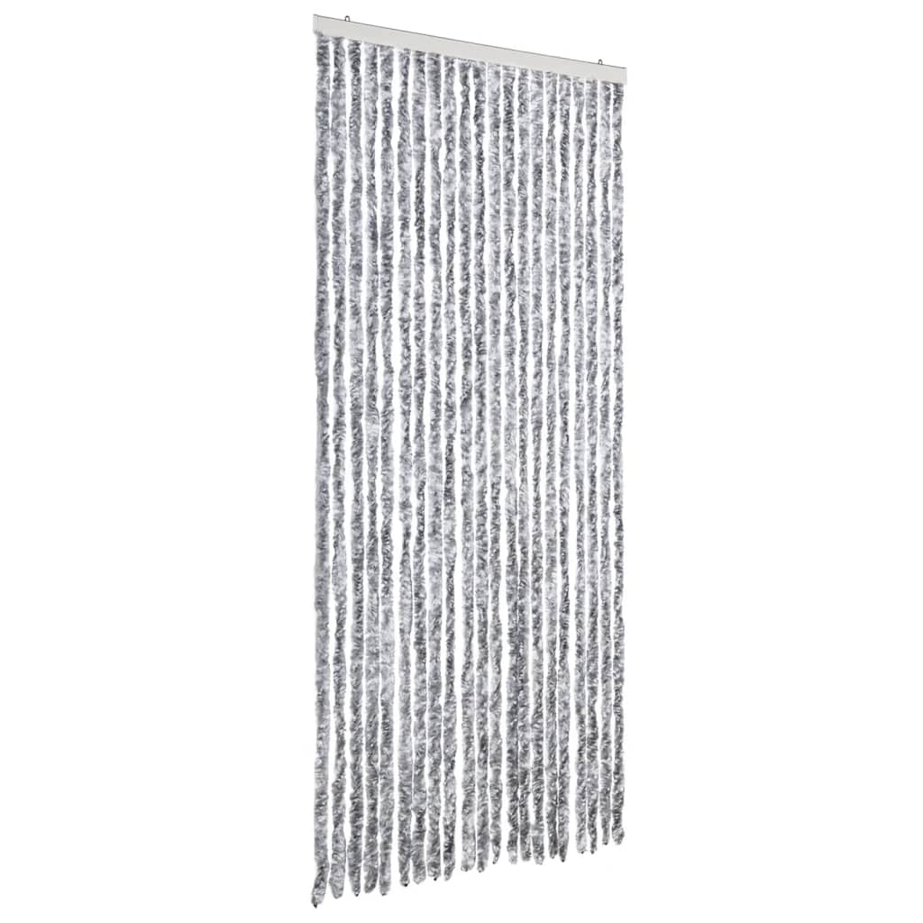 vidaXL Perdea pentru insecte, alb și gri, 90 x 200 cm, chenille vidaXL Perdea pentru insecte, alb și gri, 90 x 200 cm, chenille