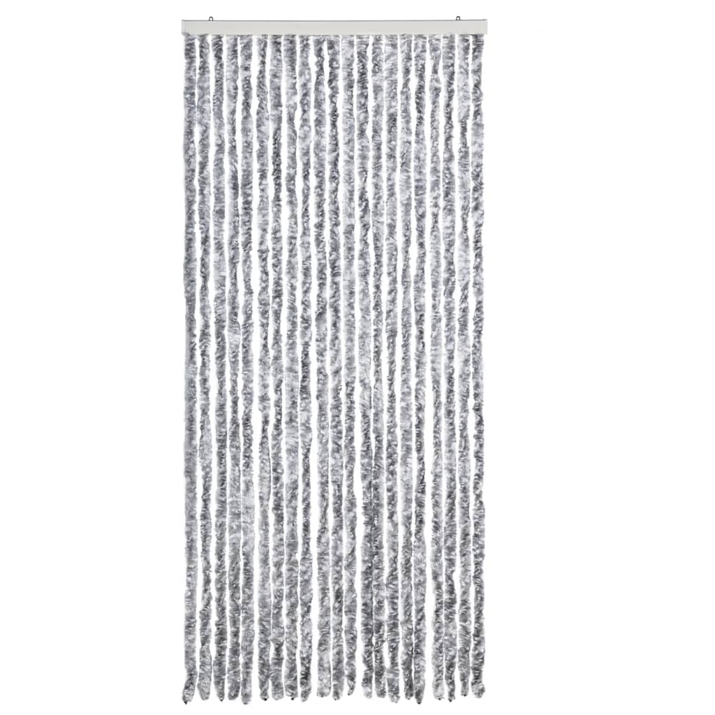 vidaXL Perdea pentru insecte, alb și gri, 90 x 200 cm, chenille vidaXL Perdea pentru insecte, alb și gri, 90 x 200 cm, chenille