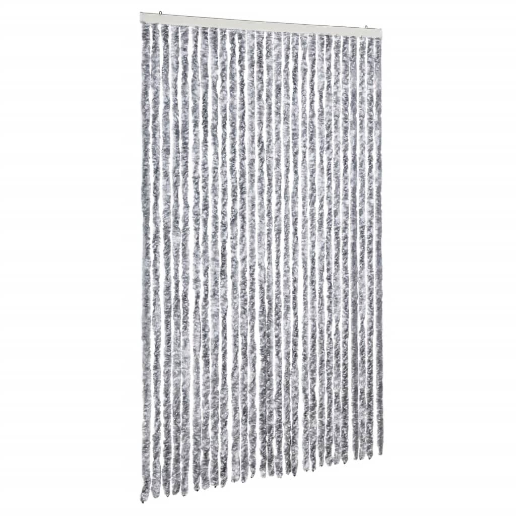 vidaXL Perdea pentru insecte, alb și gri, 118 x 220 cm, chenille vidaXL Perdea pentru insecte, alb și gri, 118 x 220 cm, chenille
