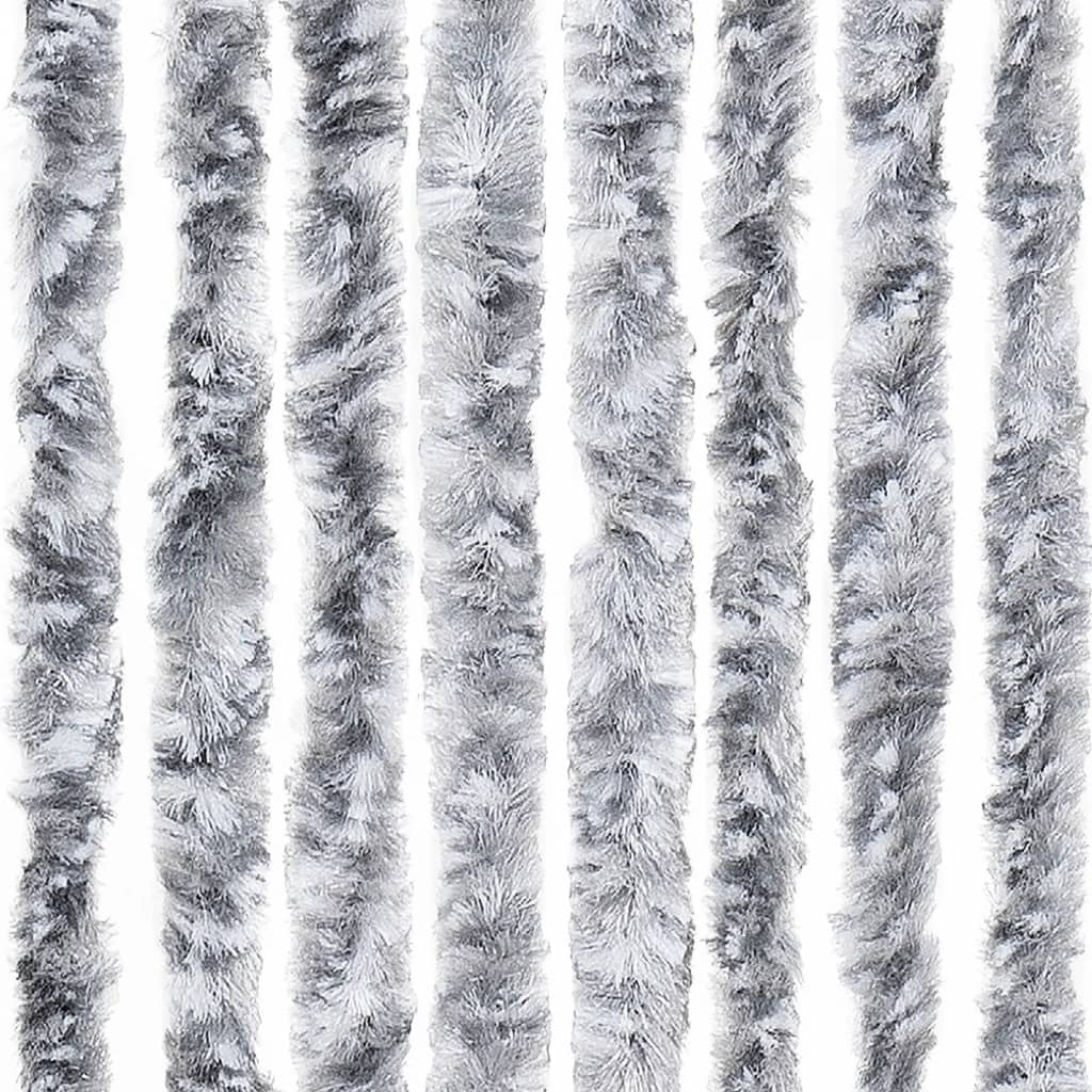 vidaXL Perdea pentru insecte, alb și gri, 118 x 220 cm, chenille vidaXL Perdea pentru insecte, alb și gri, 118 x 220 cm, chenille
