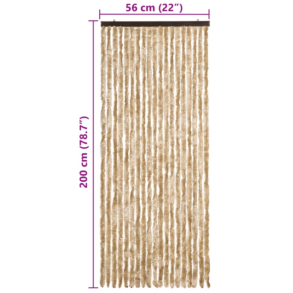 vidaXL Perdea pentru insecte, bej, 56x200 cm, Chenille vidaXL Perdea pentru insecte, bej, 56x200 cm, Chenille