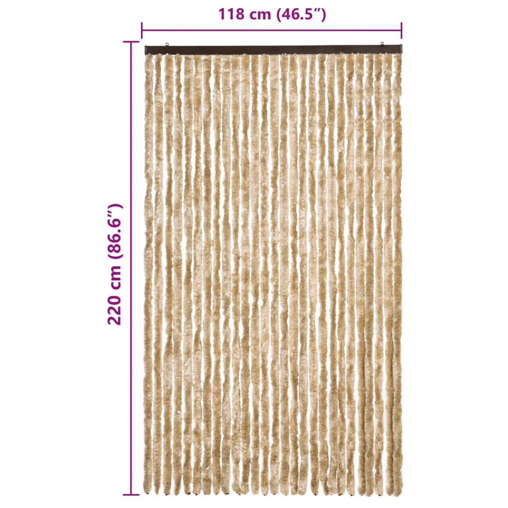 vidaXL Perdea pentru insecte, bej, 118 x 220 cm, Chenille vidaXL Perdea pentru insecte, bej, 118 x 220 cm, Chenille