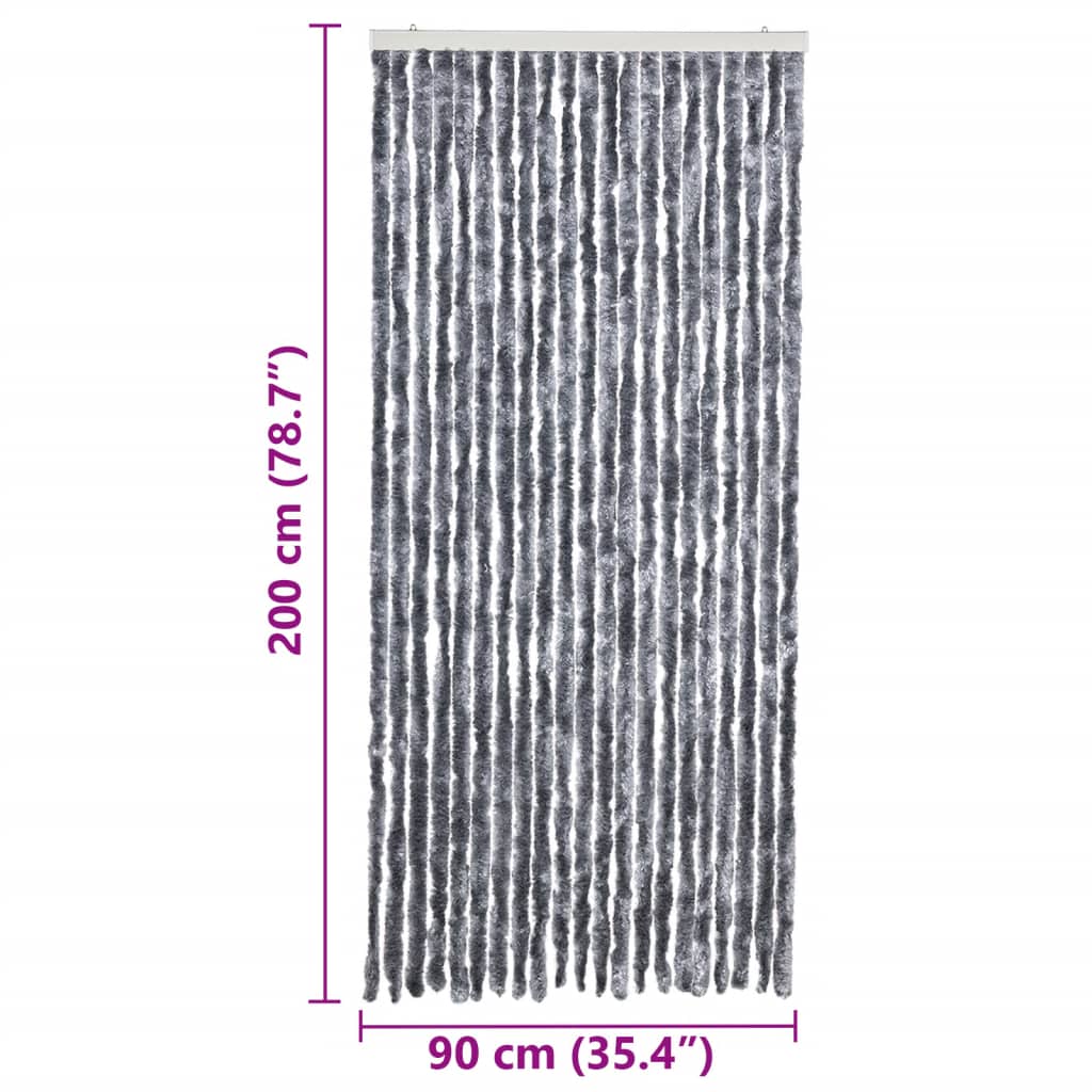 vidaXL Perdea pentru insecte, argintiu, 90x200 cm, chenille vidaXL Perdea pentru insecte, argintiu, 90x200 cm, chenille