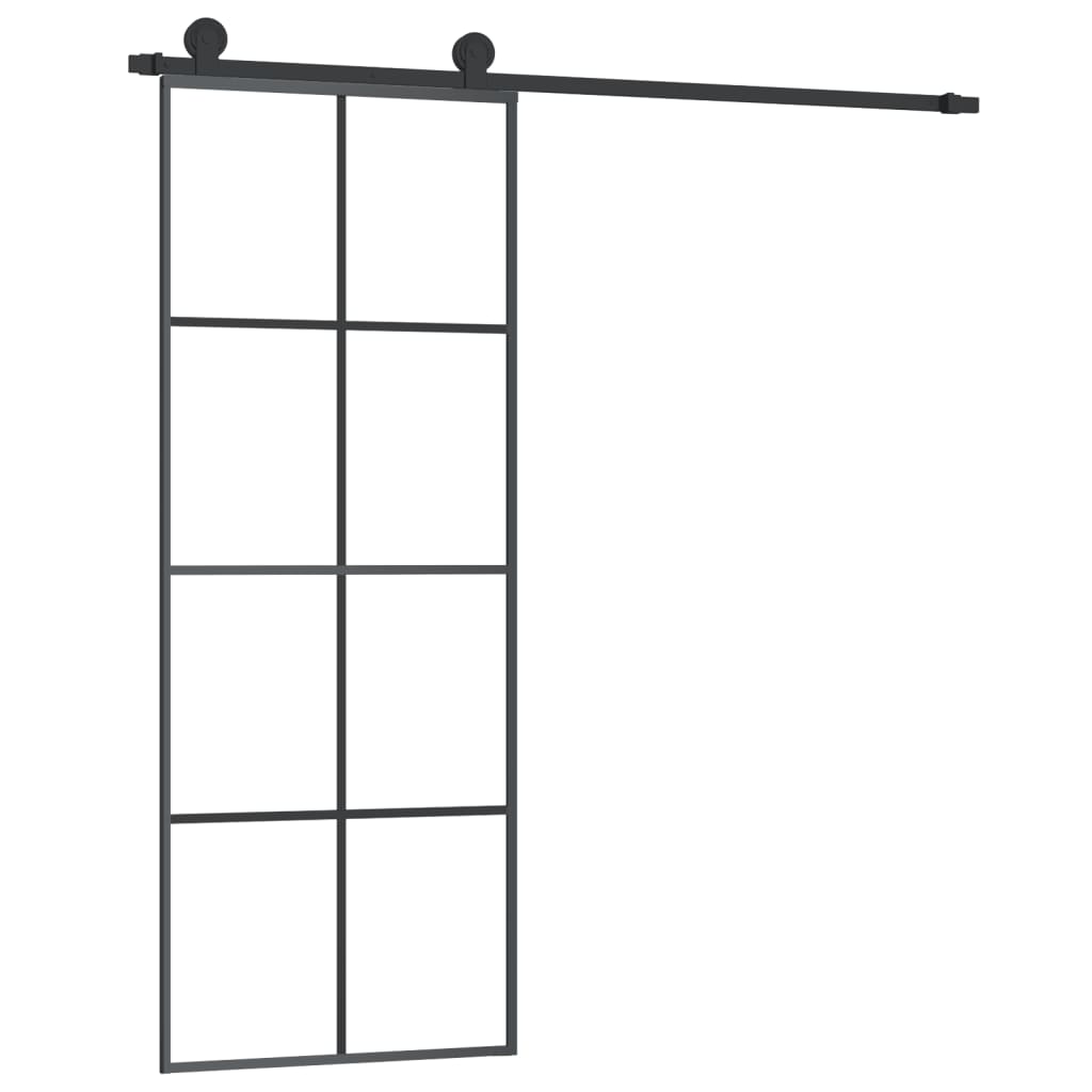 vidaXL Ușă glisantă cu set feronerie, 76x205 cm, sticlă ESG/aluminiu vidaXL Ușă glisantă cu set feronerie, 76x205 cm, sticlă ESG/aluminiu