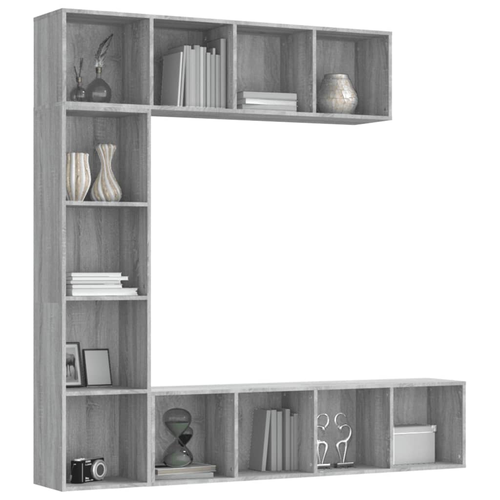 vidaXL Set dulap TV/cărți, 3 piese, sonoma gri, 180x30x180 cm vidaXL Set dulap TV/cărți, 3 piese, sonoma gri, 180x30x180 cm