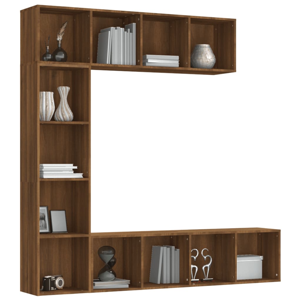 vidaXL Set dulap TV/cărți, 3 piese, stejar maro, 180x30x180 cm vidaXL Set dulap TV/cărți, 3 piese, stejar maro, 180x30x180 cm